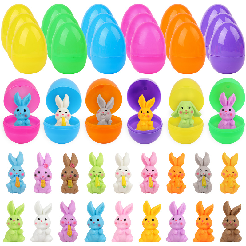 Party Games Easter - 24Pcs Easter Egg With Rabbit Figure