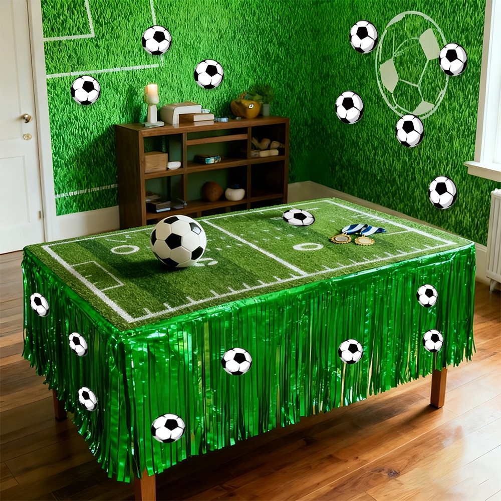 Party Games At Wedding - Green Foil Table Skirt and 10