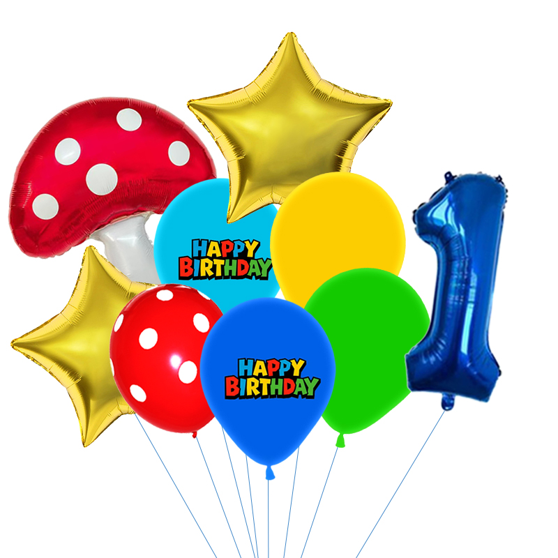 Red Blue Green Yellow Mushroom - Party Games Mario ulasan dan harga